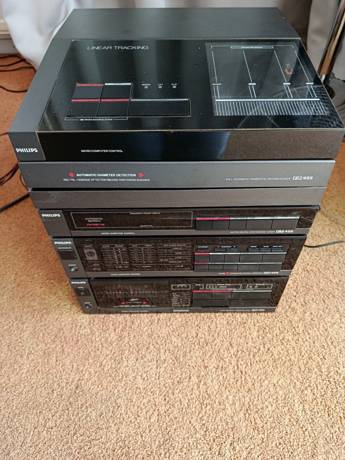 Philips F455 Hifi Set - Pickup, Tuner, Versterker, Cassette, Ophalen, Philips, Gebruikt, Losse componenten