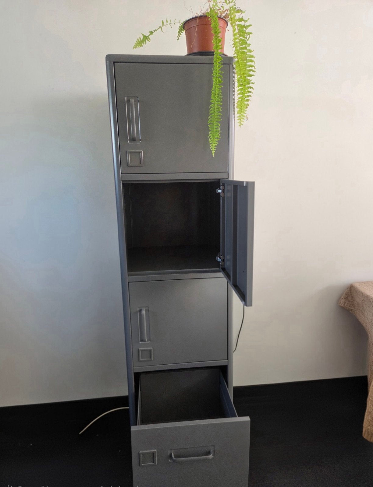 Ikea locker kast met 3 deuren en 1 lade - Grijs, Ophalen, Gebruikt, Industrieel, Modern