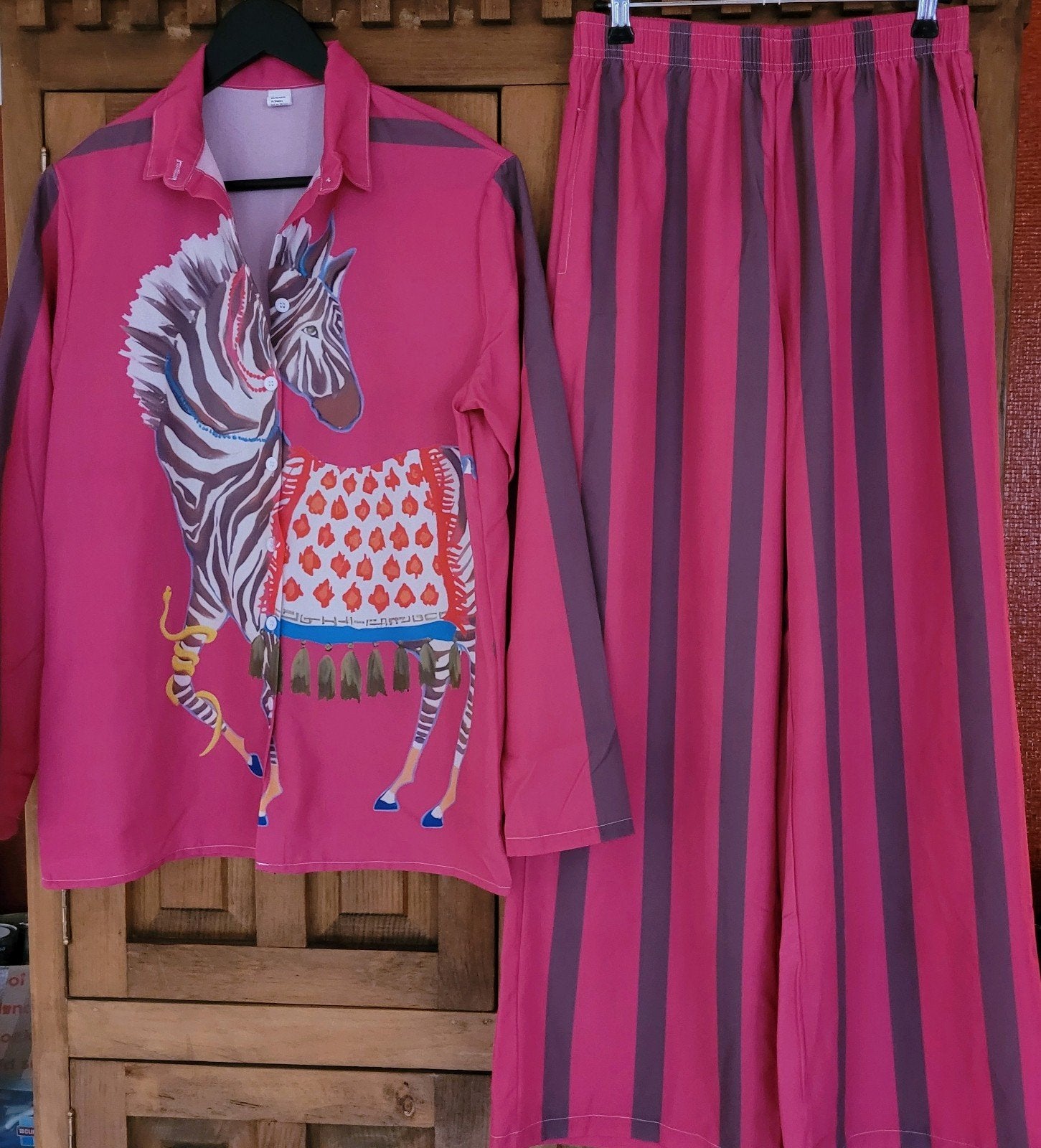 Leuke set blouse en broek maat M, Ophalen of Verzenden, Zo goed als nieuw, Maat 38/40 (M)