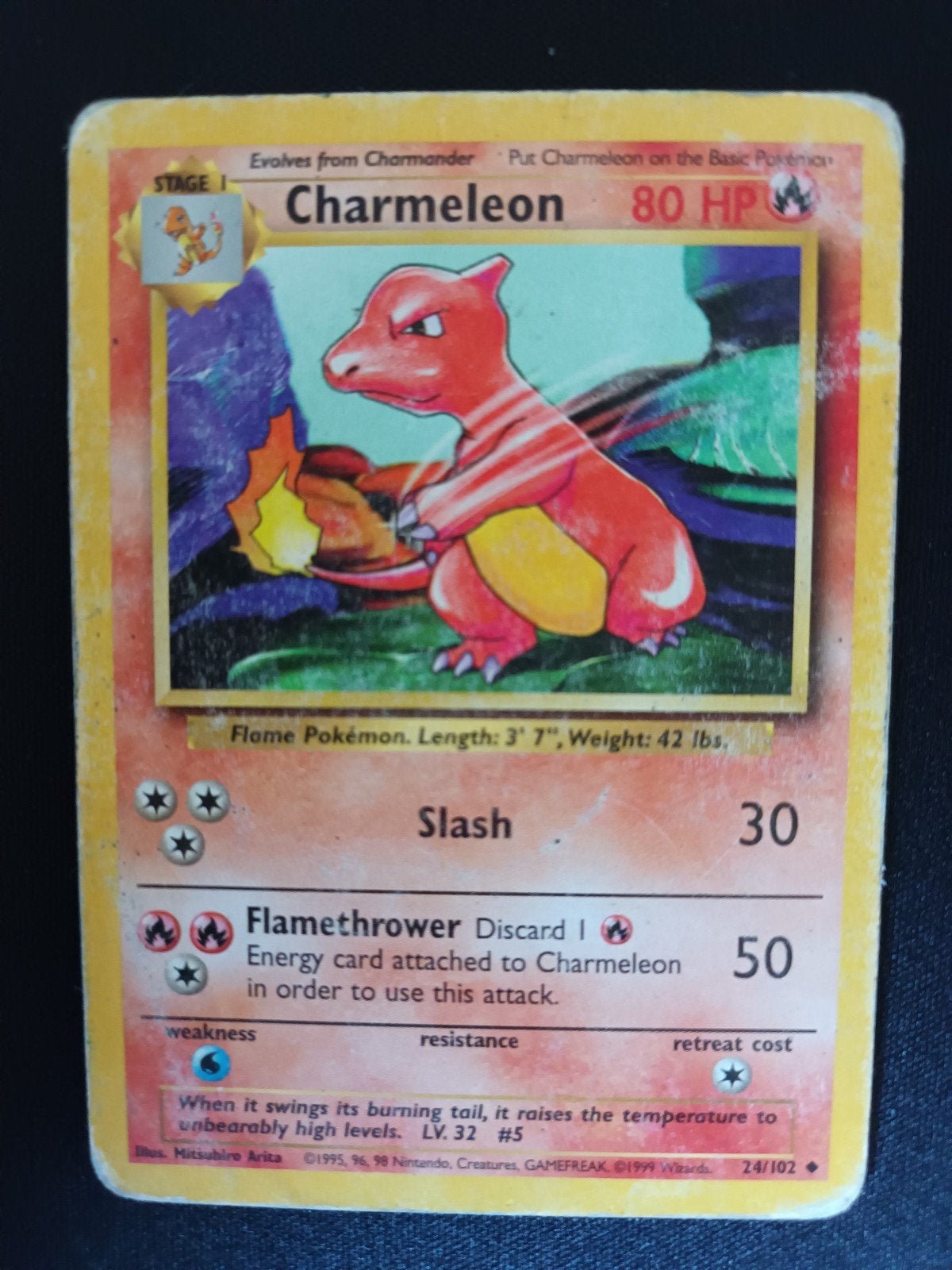 Charmeleon 24/102 | Originele Vintage Base Set WOTC (Played), Ophalen of Verzenden, Gebruikt, Losse kaart