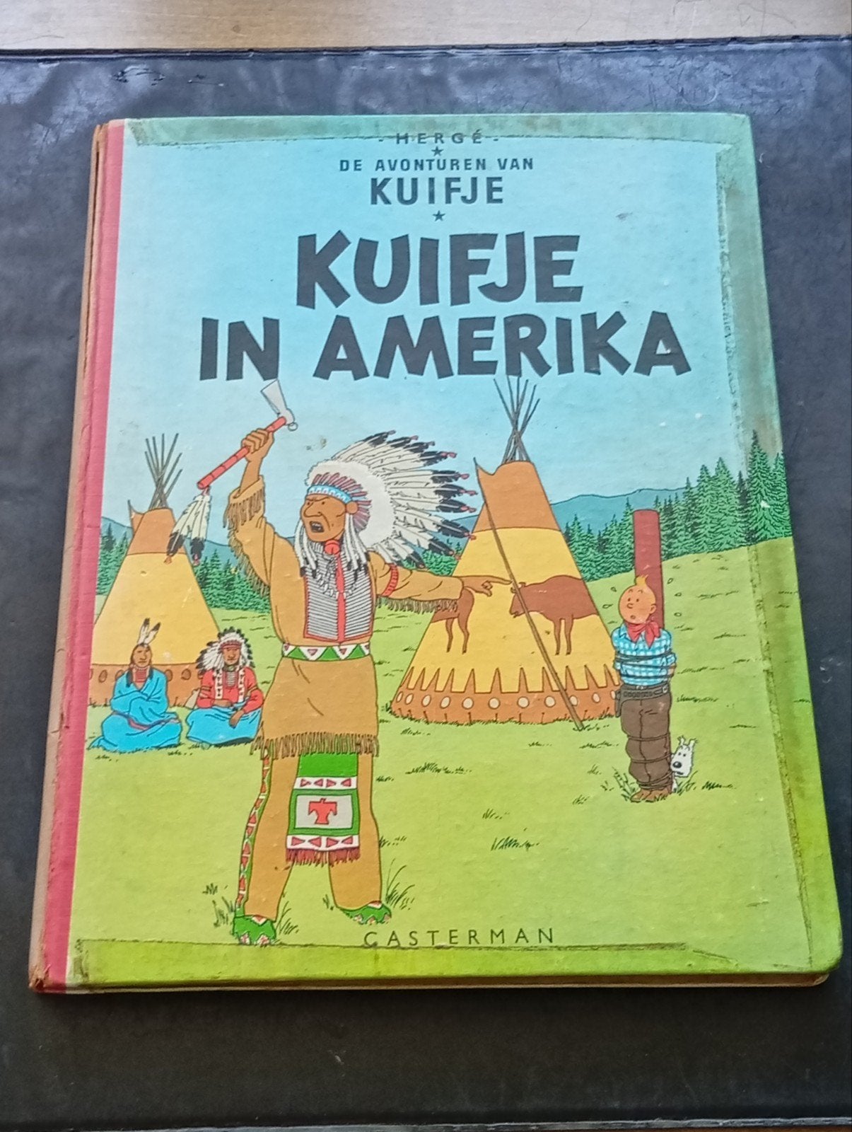 Kuifje in Amerika, complete Hardcover uit 1957!!, Eén stripboek, Ophalen of Verzenden, Gelezen