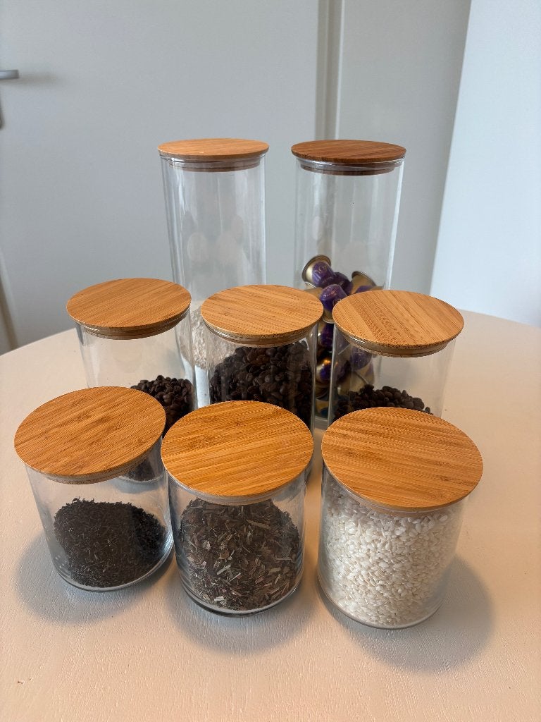 Set van 8 IKEA Glazen Opbergpotten, Ophalen, Glas, IKEA, Zo goed als nieuw