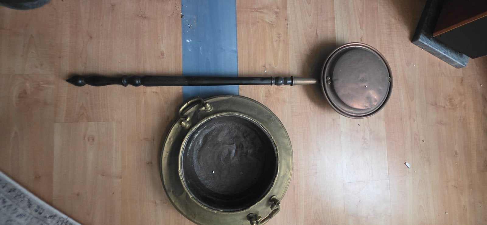 Antieke koperen beddenpan en schaal, Ophalen, Koper