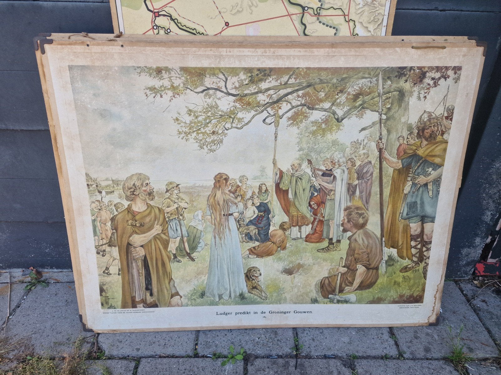 Schoolplaat: Ludger predikt in de Groninger Gouwen, Antiek en Kunst, Ophalen of Verzenden, Geschiedenis