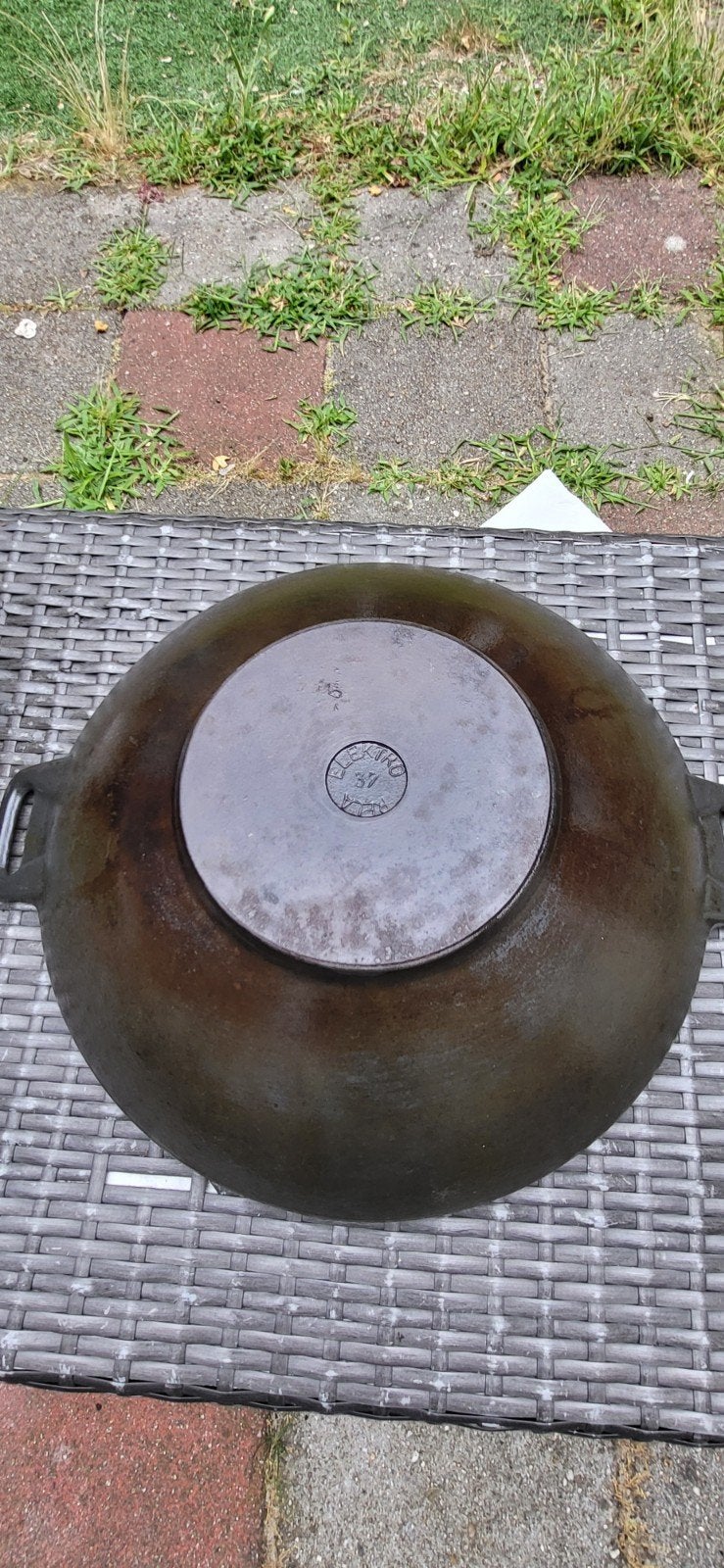Gietijzeren Wokpan /wadjan -  37cm, Ophalen, Gebruikt, Gietijzer, Met handvatten