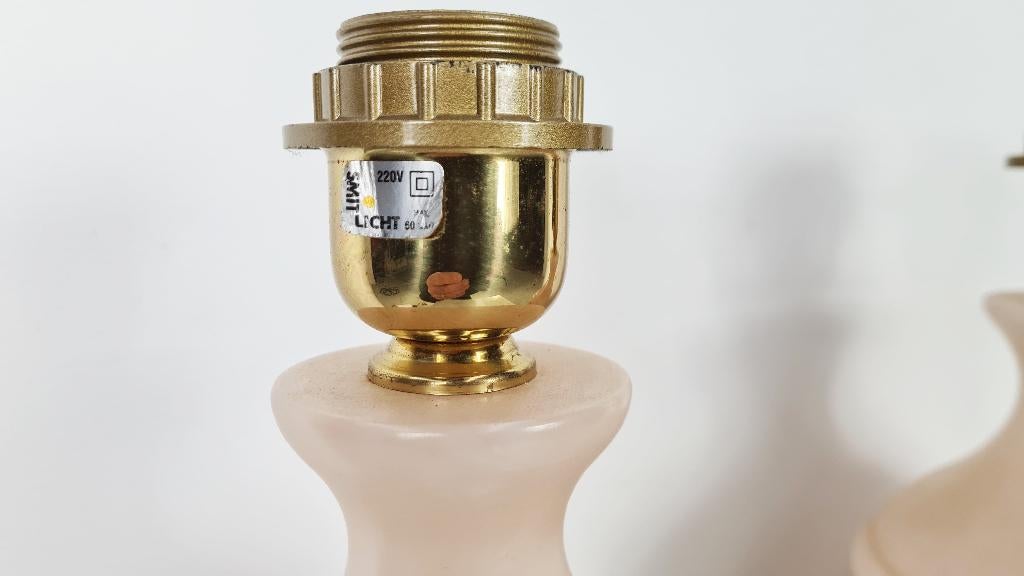 Paar Vintage Alabaster Lampen Marmer Roze, Huis en Inrichting, Lampen | Tafellampen, Overige materialen, -, -, Ophalen of Verzenden