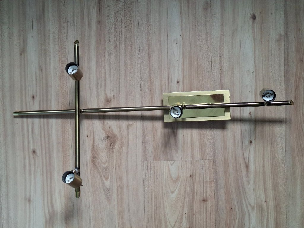 Jan de Bouvrie designlamp  4 spotjes  messingbrons  LEDGU10, Ophalen, 50 cm, Modern, GU10