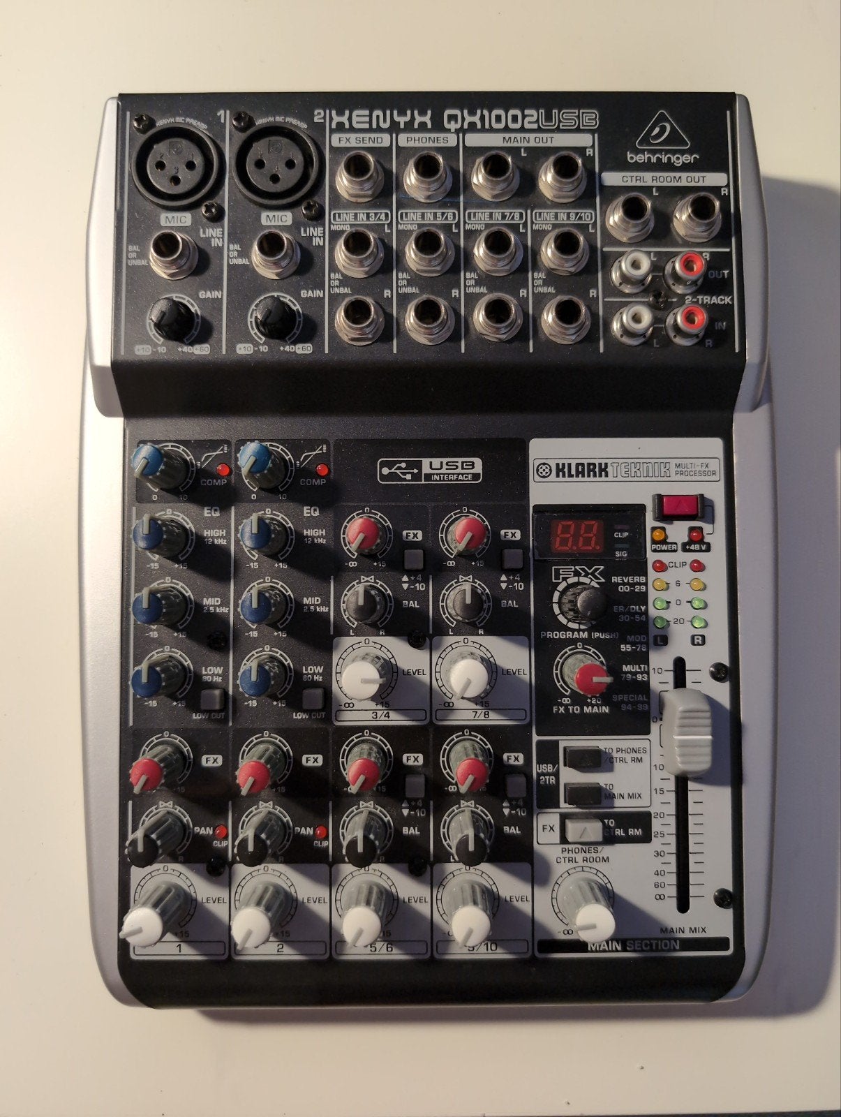 Behringer Xenyx QX1002USB Mixer - Inclusief voeding, Ophalen of Verzenden, Gebruikt, 5 tot 10 kanalen, Microfooningang