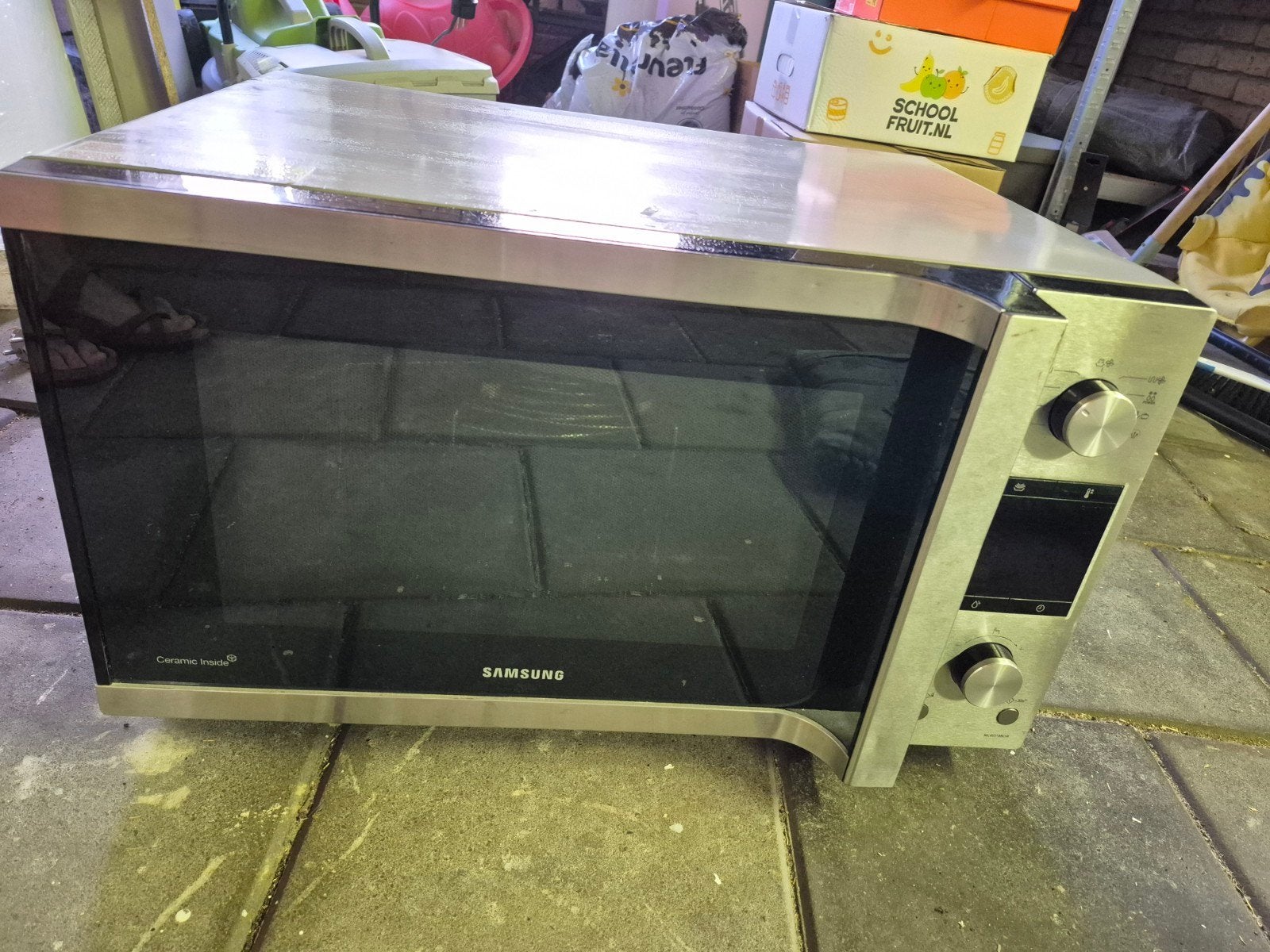 Samsung MC455TBRCSR Combimagnetron - Zilver, Ophalen, Combimagnetron, Gebruikt, 60 cm of meer