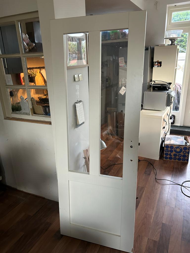 Nieuwe binnendeur met glaspanelen 72,5 x 197, Doe-het-zelf en Verbouw, Deuren en Horren, 80 tot 100 cm, Binnendeur, Ophalen of Verzenden