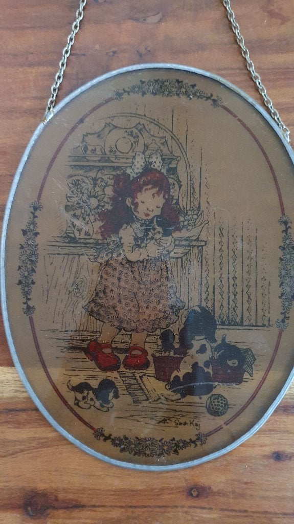 Vintage Sarah Kay raamdecoratie glas in lood. 5C8, Huis en Inrichting, Tweedehands verkoop, Tweedehands verkoop, Gebruikt, Ophalen of Verzenden