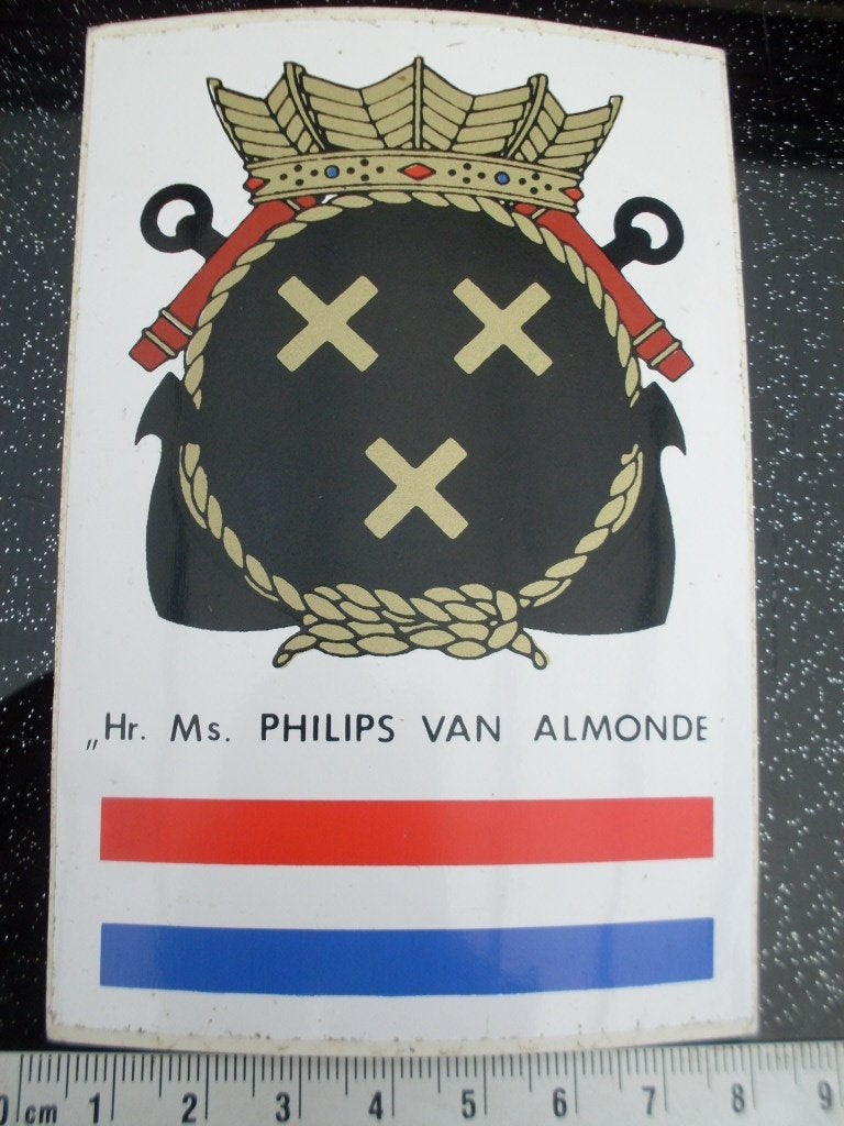 2x sticker hr ms philips van olmonde logo embleem nederland, Verzenden, Zo goed als nieuw, Bedrijf of Vereniging