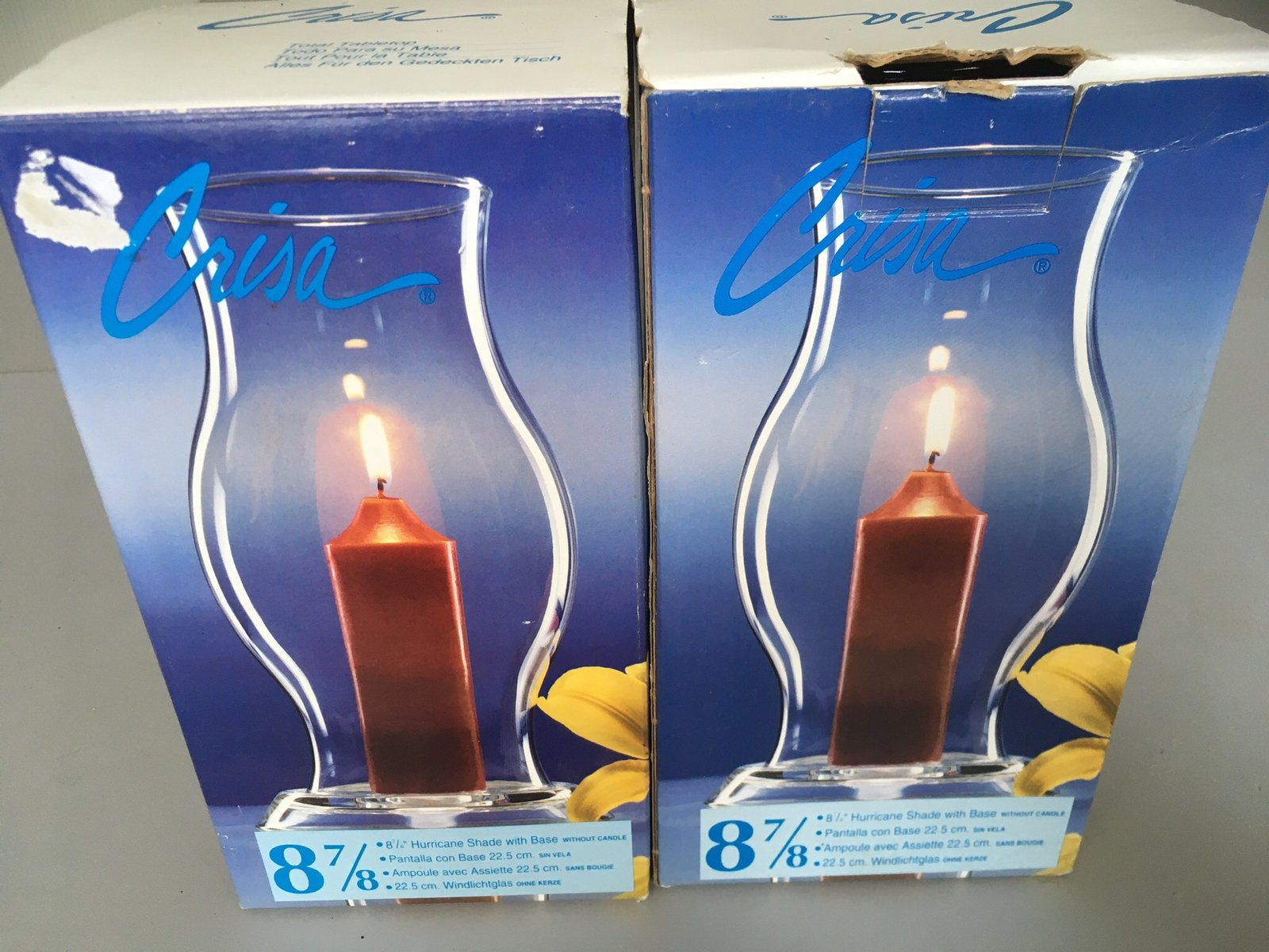 2 glazen windlichten, 22,5 cm , nieuw!, Ophalen of Verzenden, Nieuw, Overige materialen, Minder dan 25 cm