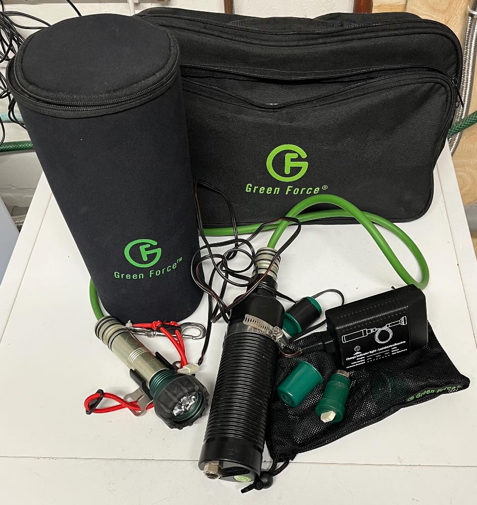 Greenforce duiklamp met Tristar LED kop, Watersport en Boten, Ophalen of Verzenden, Zo goed als nieuw, Duiklamp