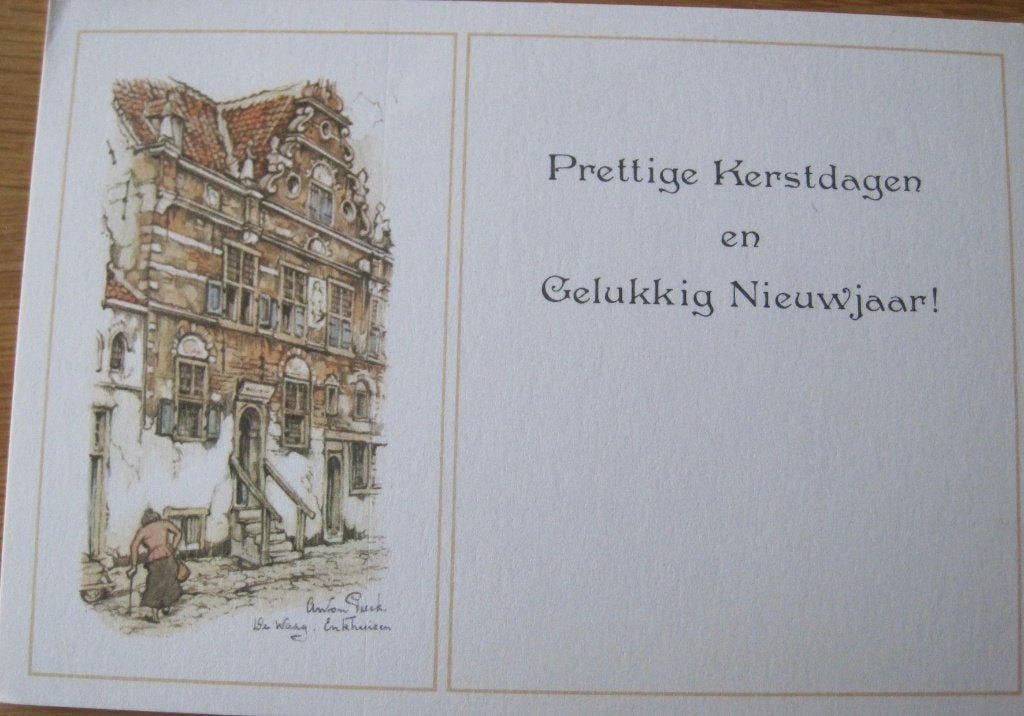 Anton Pieck - Prettige kerstdagen - Enkhuizen met de Waag, Verzamelen, Ansichtkaarten | Themakaarten, Verzenden, 1980 tot heden