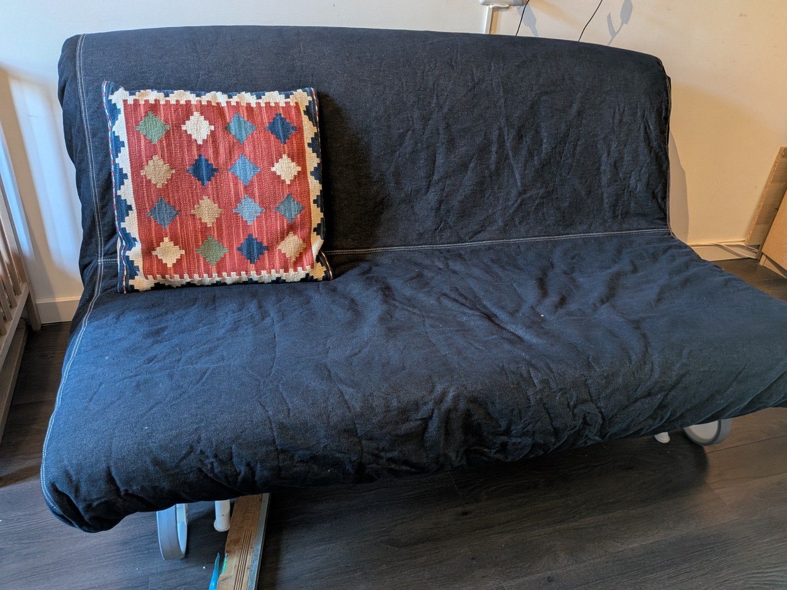 Ikea slaapbank 160x200cm - Comfortabel en praktisch, Ophalen, Gebruikt, Zwart, Tweepersoons