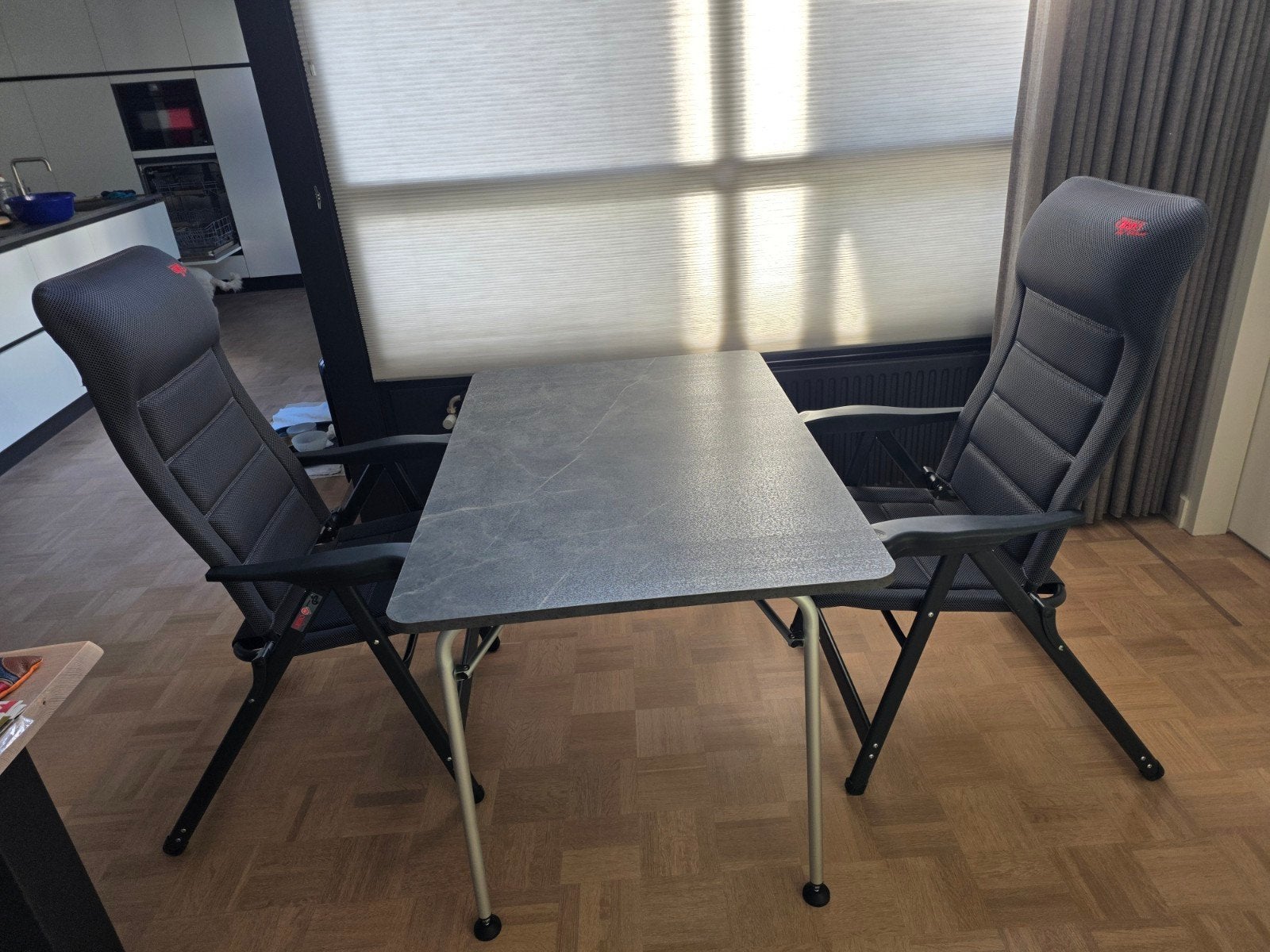 Camping set: 2 Crespo stoelen en 1 tafel, Ophalen, Zo goed als nieuw, Campingstoel