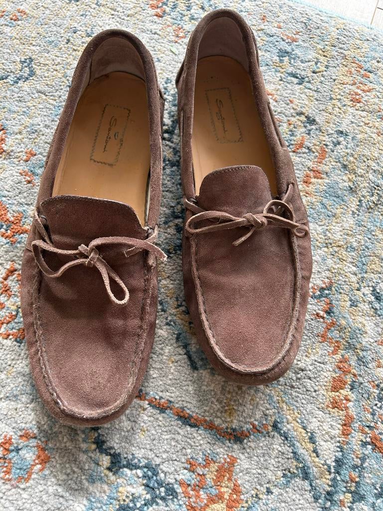 Santoni suède loafers  maat 10, Ophalen of Verzenden, Zo goed als nieuw, Bruin, Loafers