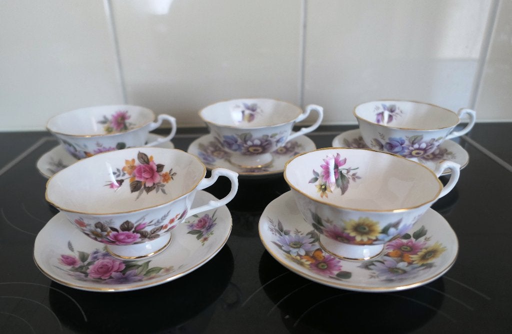 Vintage Royal Standard Kop en Schotel Set (5 stuks), Ophalen