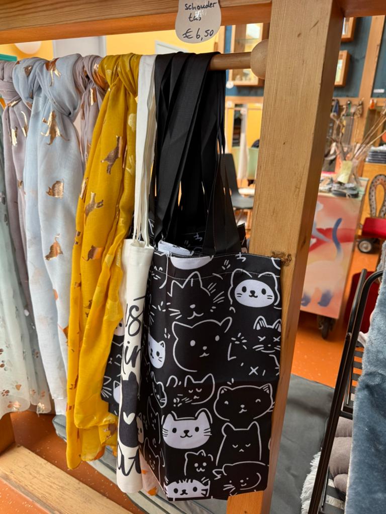 Schoudertas met kattenprint nieuw, Ophalen, Nieuw, Zwart
