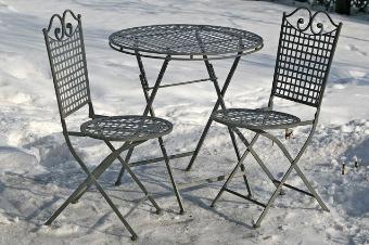 Mooi Tuinset, Bistroset, ronde tafel met twee stoelen, grijs, Tuin en Terras, Overige materialen, Nieuw, Tuinset, Eettafel
