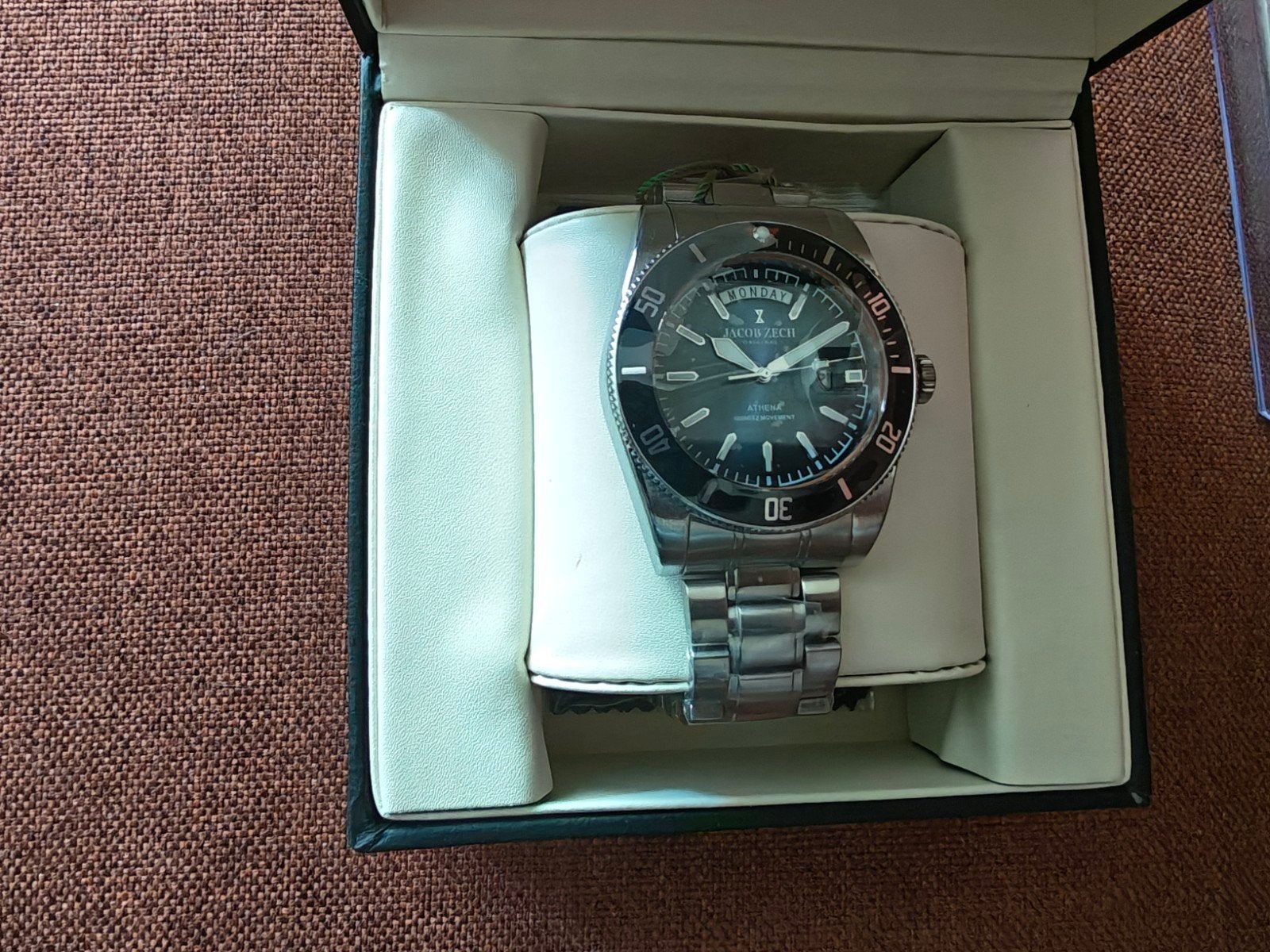 Nieuw in doosje Jacob Zech herenhorloge, Ophalen of Verzenden, Nieuw, Leer, Overige merken