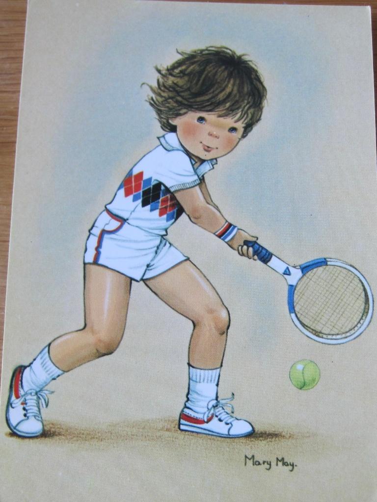 jongen die tennist - nieuw - ontwerp Mary May, Verzamelen, Verzenden, 1980 tot heden, Ongelopen, Kinderen