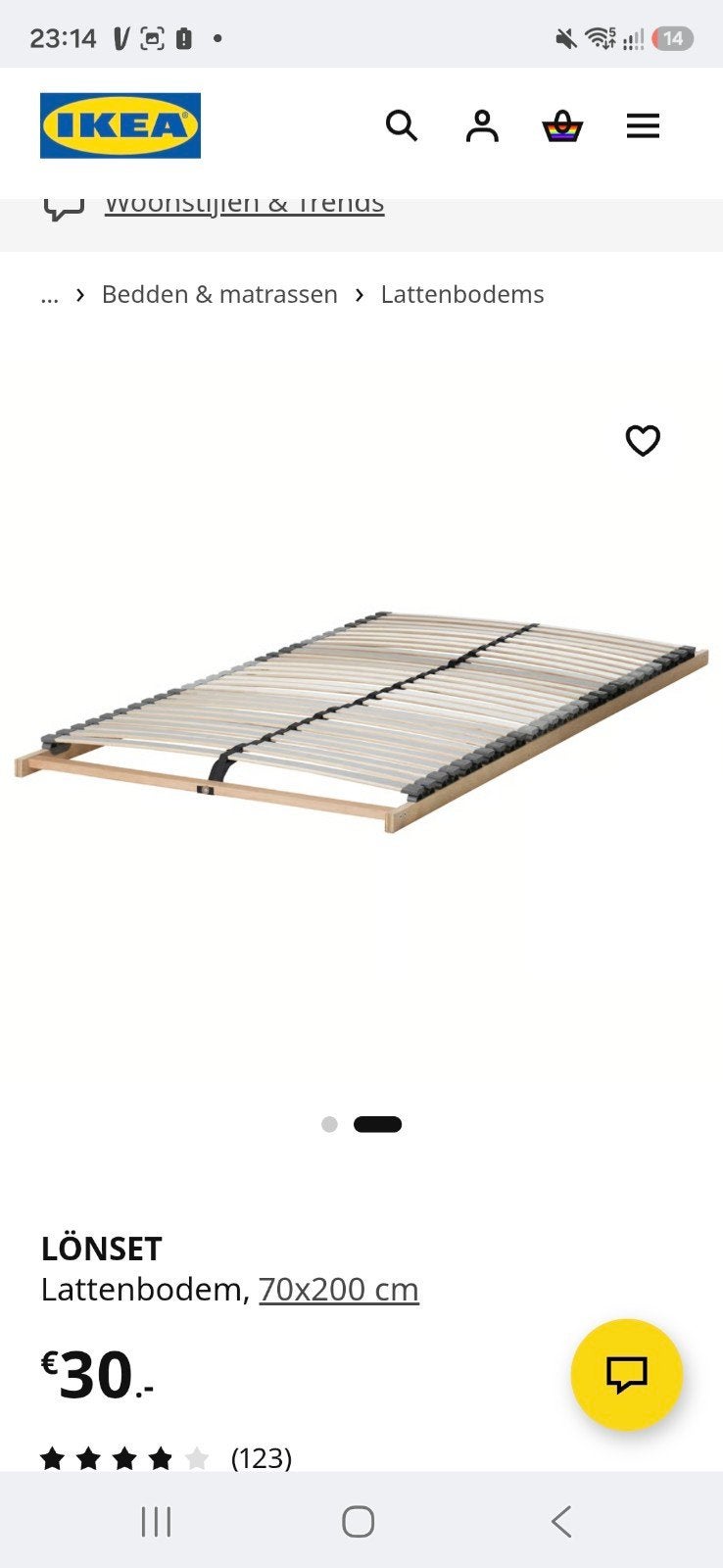 Lattenbodem 2x Ikea Lönset, Huis en Inrichting, Slaapkamer | Matrassen en Bedbodems, Ophalen, Eenpersoons, 90 cm