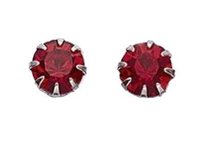 Oorbellen knopjes met zirkonia rood-robijn - zilver