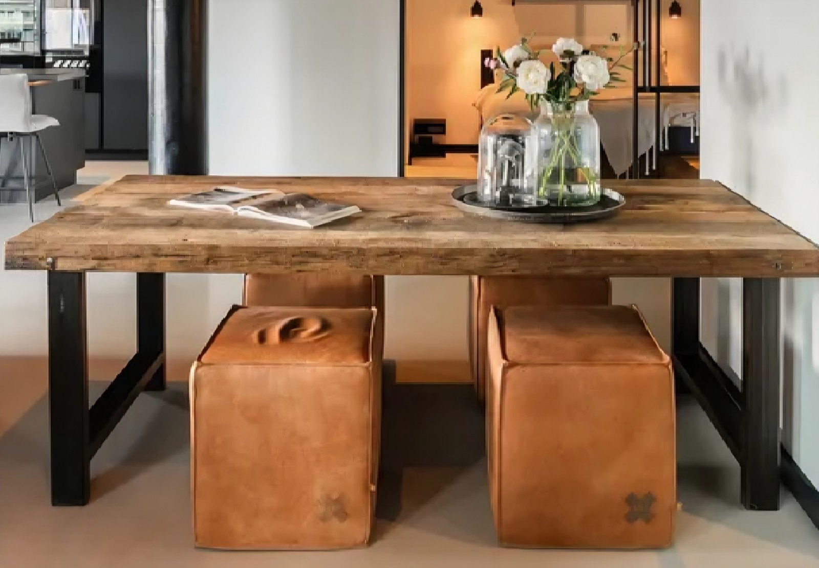 Industriële tafel Loods 5 - 220x95 cm - Zo goed als nieuw, 200 cm of meer, 50 tot 100 cm, Zo goed als nieuw, Industrieel
