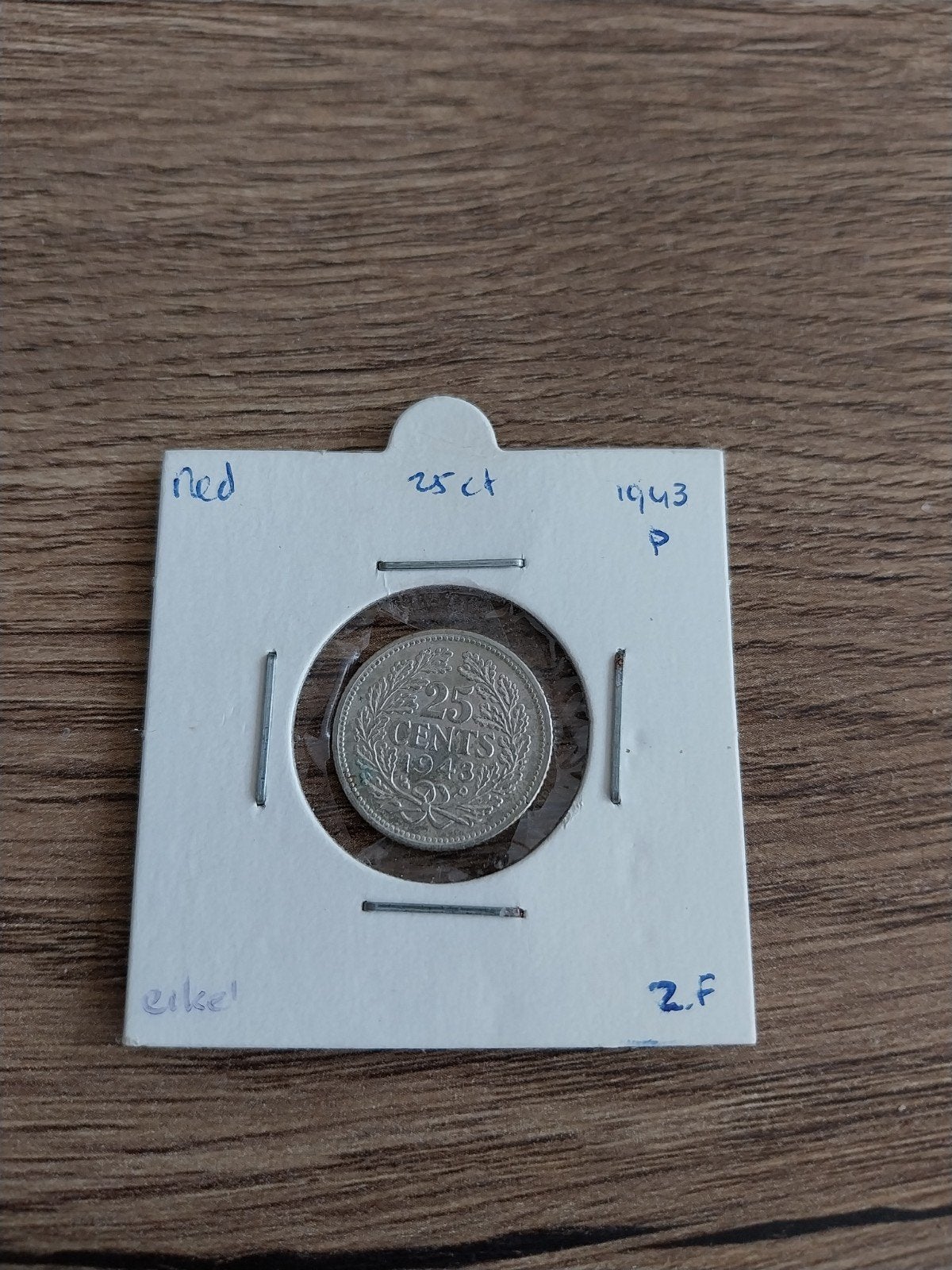 Nederlandse 25 Cent 1943 P Munt, Ophalen of Verzenden, Koningin Wilhelmina, 25 cent, Losse munt