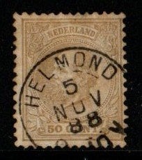 NS123Helmond 1888-nov.5 zegel. nr. 27 pracht exemplaar, Postzegels en Munten, Verzenden, Gestempeld, Plaats of Gebouw