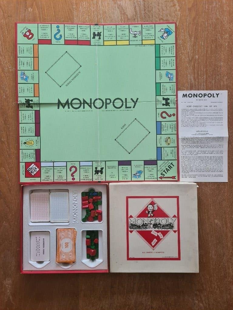 Monopoly, oude versie (Nederlandse gulden-tijd) (vintage), Hobby en Vrije tijd, Vijf spelers of meer, Ophalen of Verzenden, Gebruikt