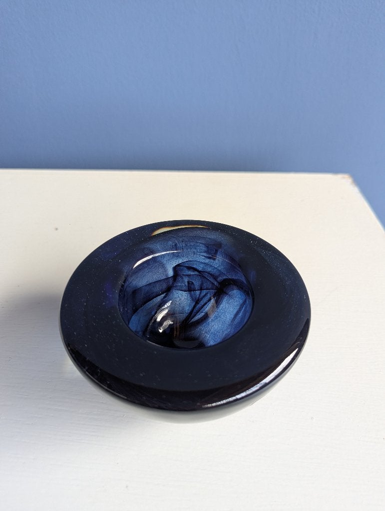 Kosta Boda glazen schaal/waxinelichthouder, blauw, Ophalen of Verzenden
