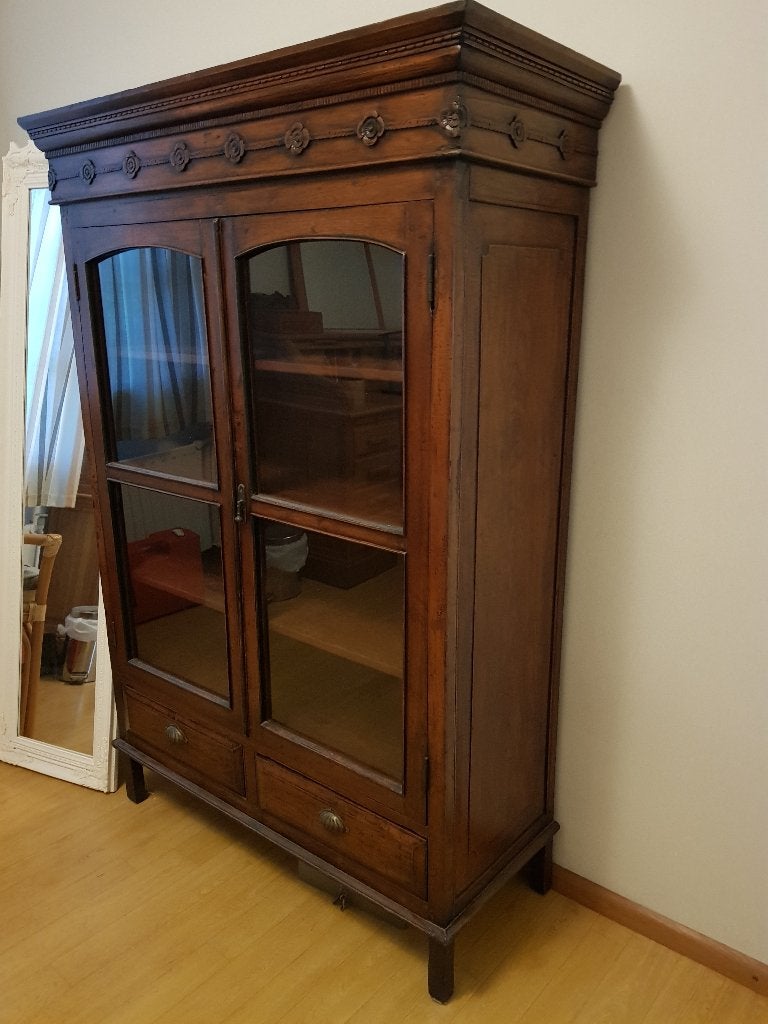 Mooie antieke vitrinekast / boekenkast, Huis en Inrichting, Ophalen, Gebruikt, Met lade(s), 50 tot 100 cm
