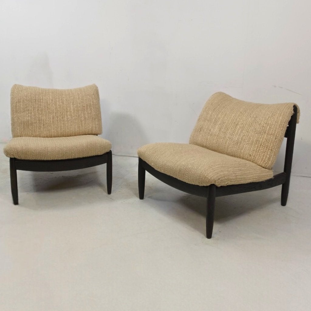 2x fauteuil Carl Straub 60s brutalist modulair wol bekleding, Ophalen, 75 tot 100 cm, Zo goed als nieuw, Stof