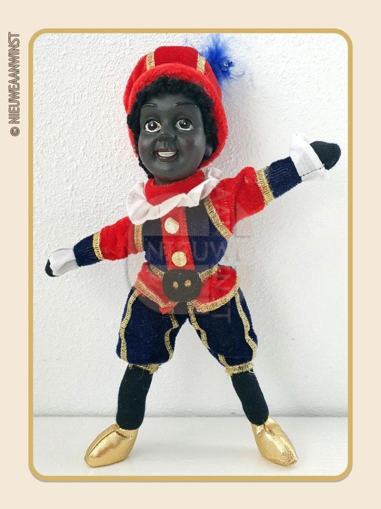 Nostalgische etalage Piet pop - rood/blauw - 20cm, Diversen, Verzenden, Zo goed als nieuw