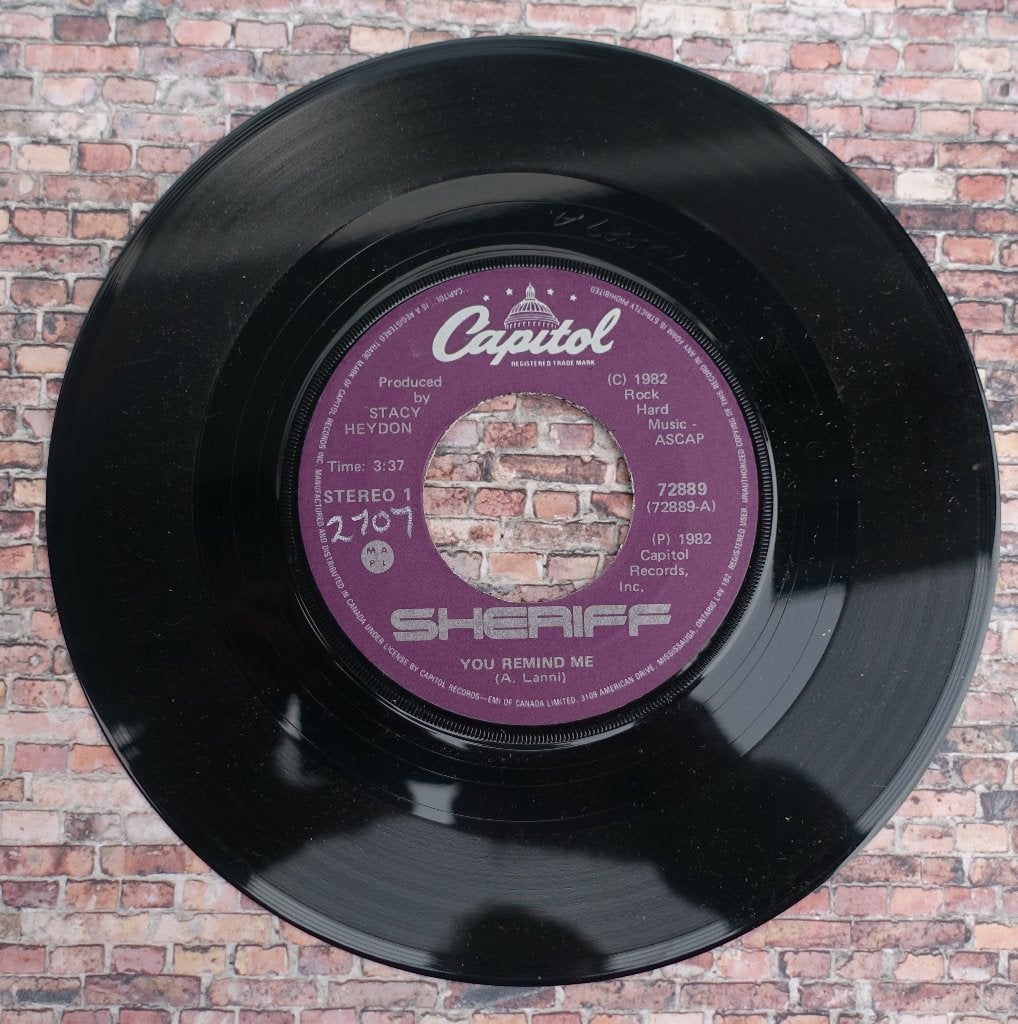 Sherrif - you remind me  (7'' vinyl single 1982 )  (2), Gebruikt, 7 inch, Ophalen of Verzenden, Beschermende buitenhoes