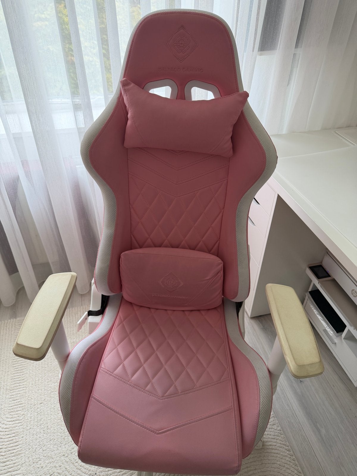 Deltaco PCH90 Gaming Stoel - Rug- en Nekkussens - RGB - Roze, Ophalen, Gebruikt, Ergonomisch, Roze