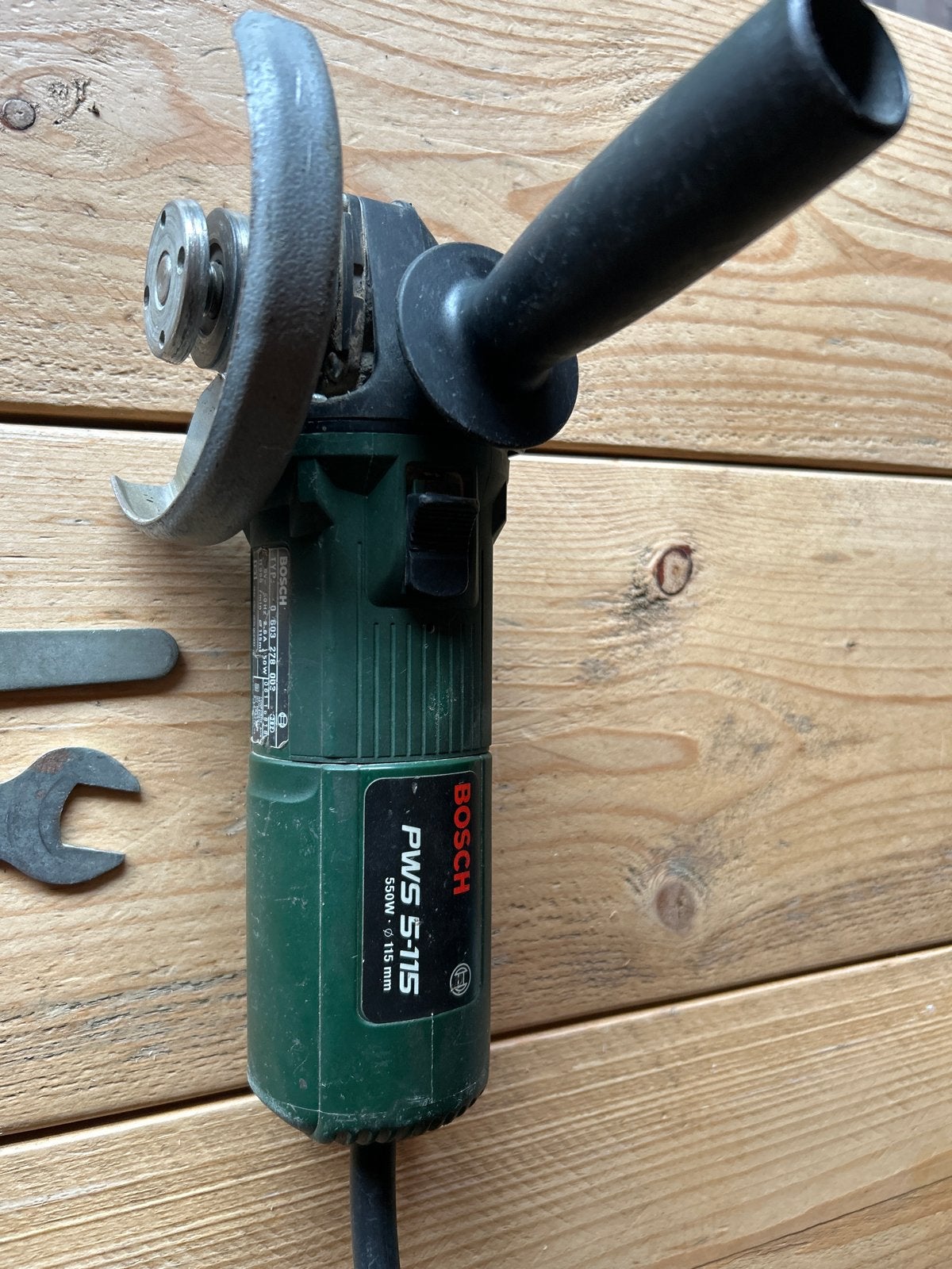 Bosch PWS 5-115 Haakse Slijper - 550W, Ophalen of Verzenden, Gebruikt, Minder dan 700 watt, Haakse handslijpmachine