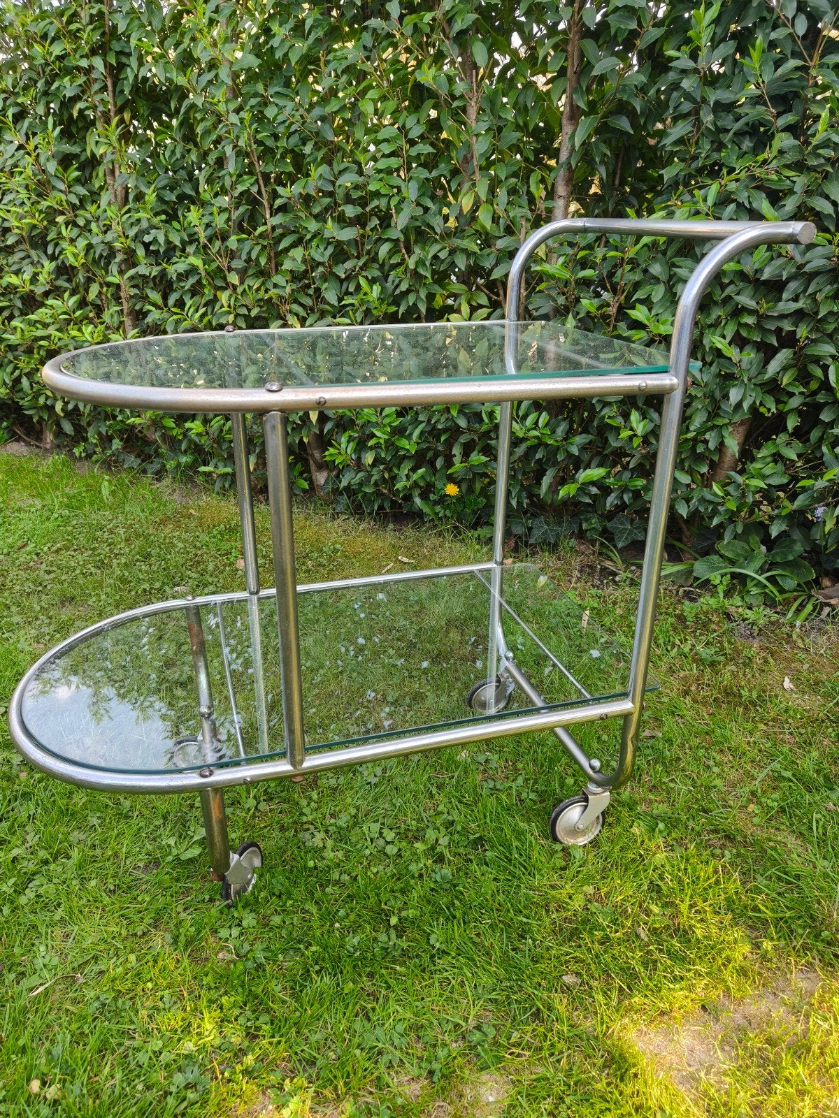 Vintage serveerwagen/ trolley Bauhaus stijl, Ophalen, Rechthoekig, 60 cm of meer