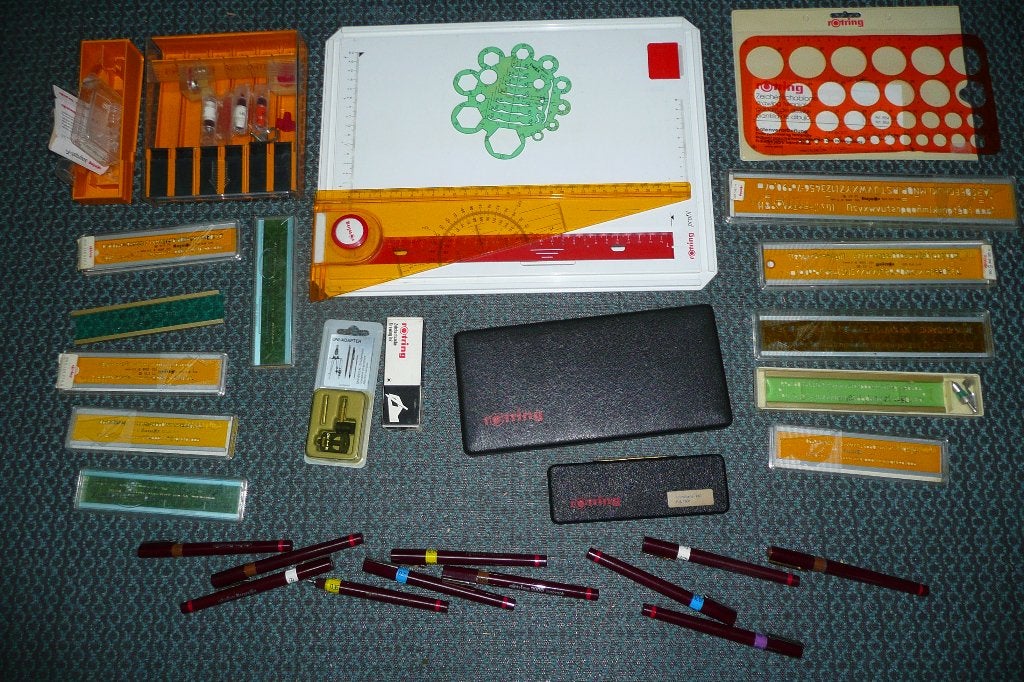 Veel ROTRING vintage teken spullen (zie foto’s)., Ophalen of Verzenden, Gebruikt, Overige typen