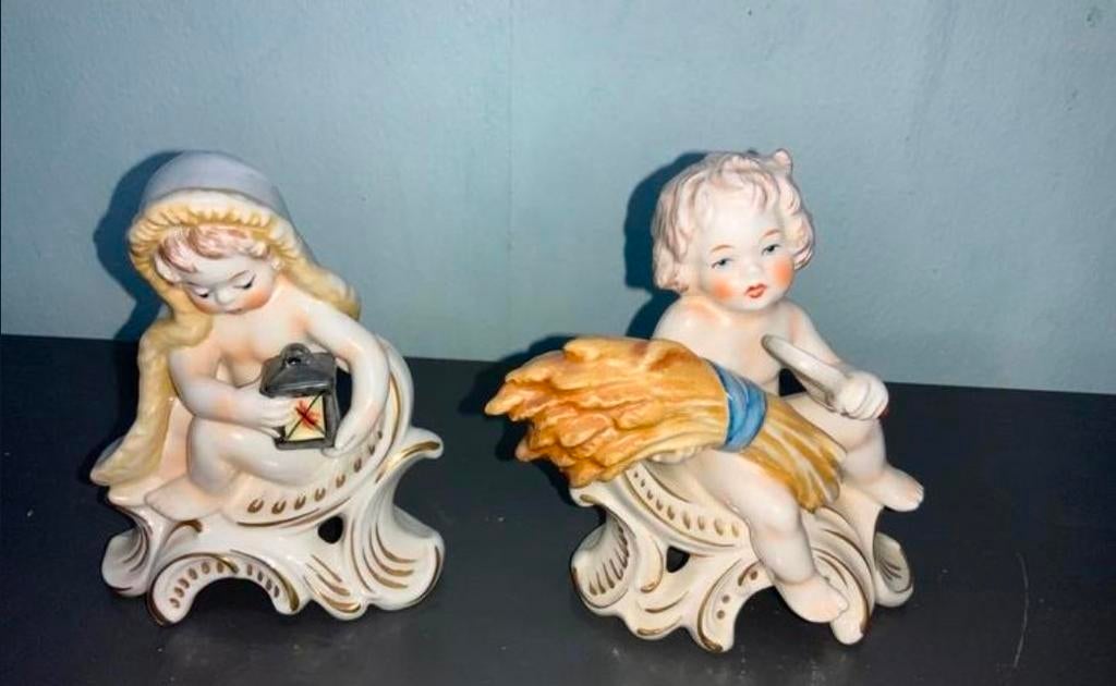 Goebel Beeldjes Jaren '60/'70 - Engeltjes met Lantaarn/Koren, Ophalen of Verzenden, Gebruikt, Mens