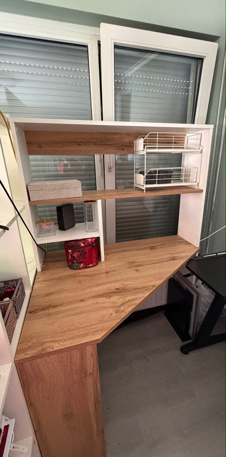 Hoekbureau met opbergruimte - Modern en functioneel, Huis en Inrichting, Bureaus, Ophalen, Opbergruimte, Gebruikt, Spaanplaat of MDF