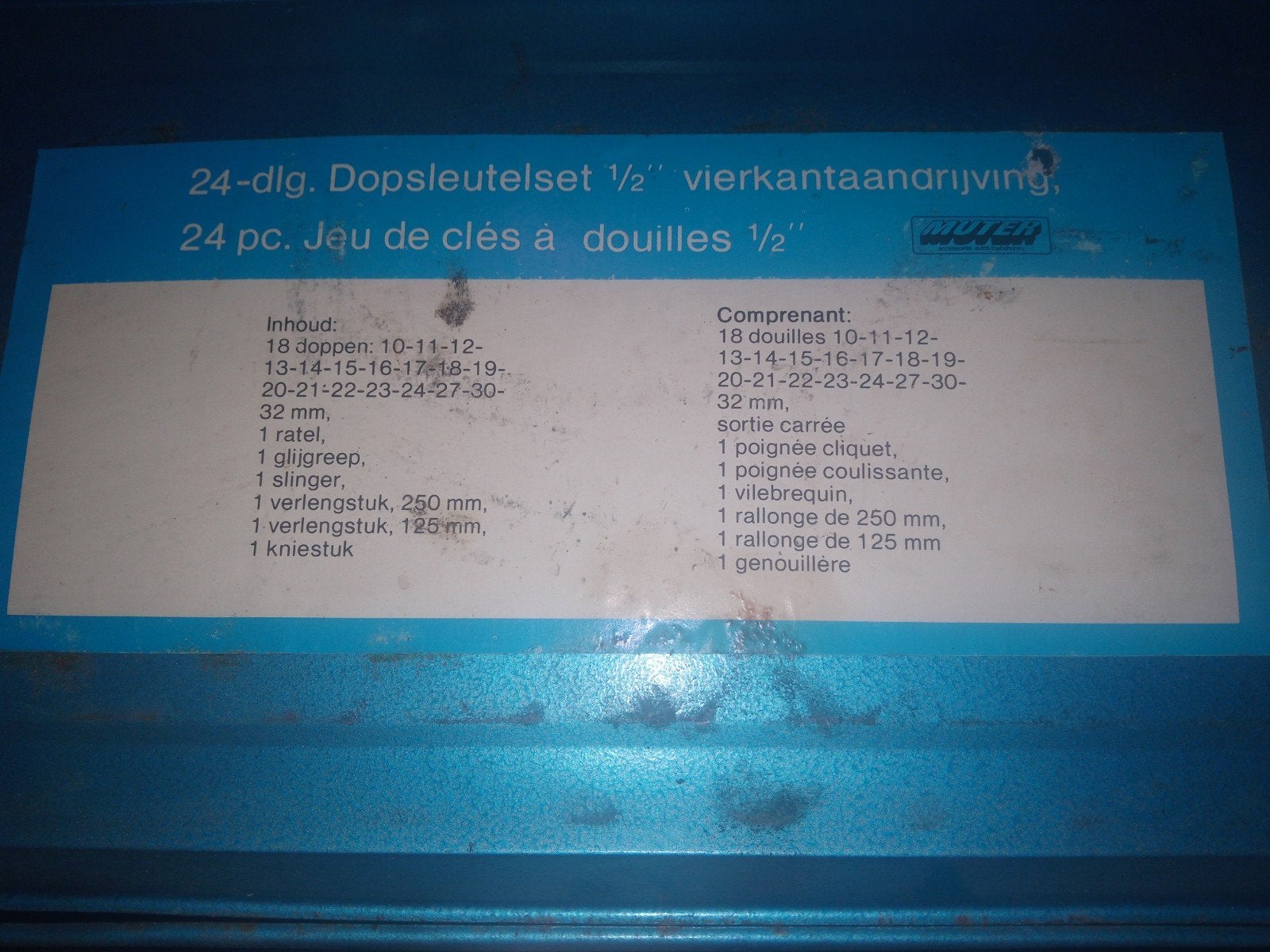 MUTER 24-delige Doppenset 1/2" - Vierkantaandrijving, Ophalen, Gebruikt, Gereedschapsset, Overige merken