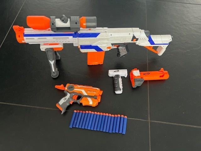 Nerf N-Strike Retaliator + N-Strike Elite Firestrike, Ophalen of Verzenden, Gebruikt