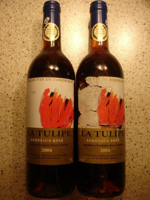Franse wijn - La Tulipe rosé (2x) 2004 (Ilja Gort), Bordeaux, Ophalen, Roséwijn, Frankrijk, Zo goed als nieuw