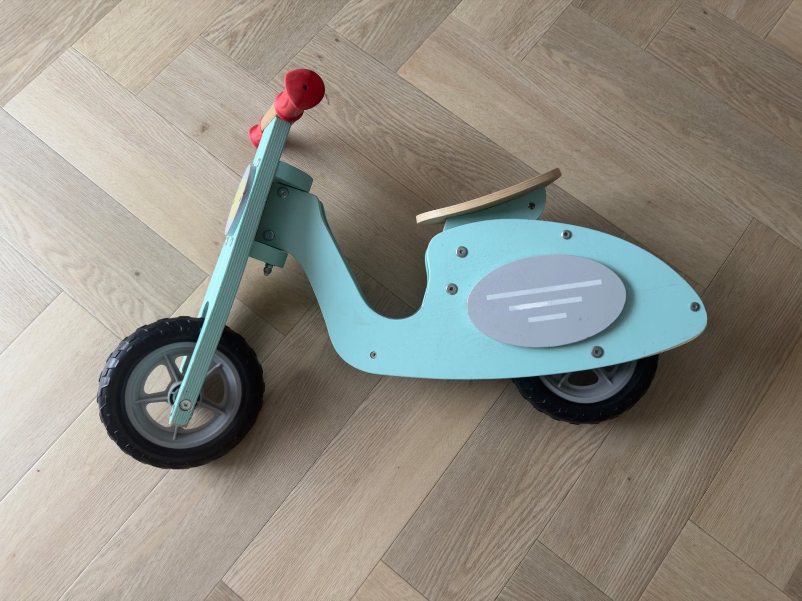 Houten loopfiets loopscooter voor kinderen - Mintgroen, Kinderen en Baby's, Ophalen of Verzenden, Zo goed als nieuw
