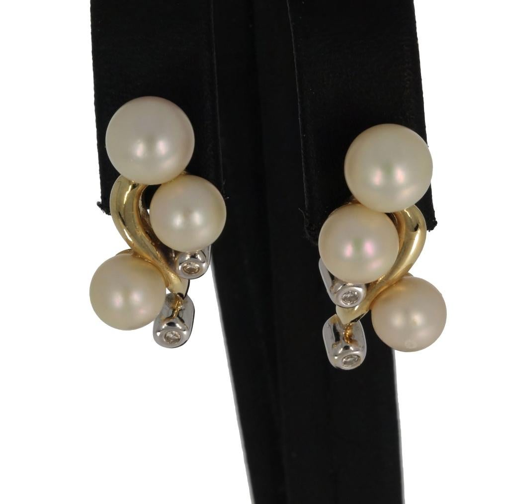 Diamanten parel design 14k gouden set oorbellen dames fraai, Sieraden, Tassen en Uiterlijk, Oorbellen, Voordeelsieraden, Verzenden