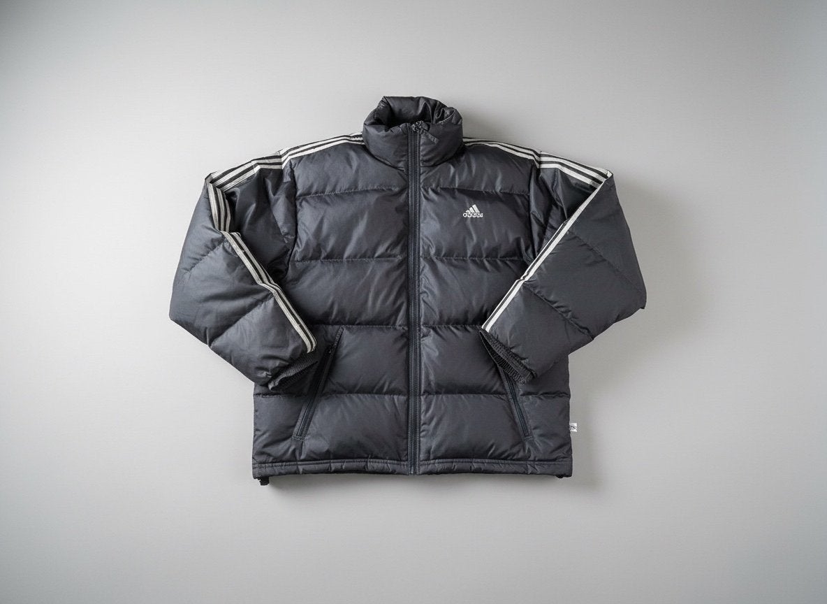 Vintage Jaren '90 Adidas Puffer Jacket Winterjas Maat L, Ophalen of Verzenden, Zo goed als nieuw, Maat 52/54 (L), Grijs